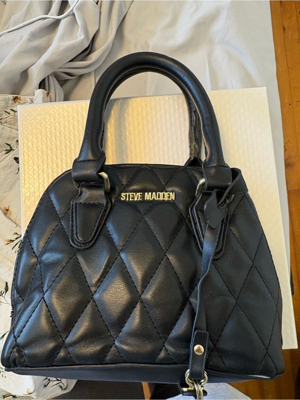 Steve Madden Quilted Satchel in Black